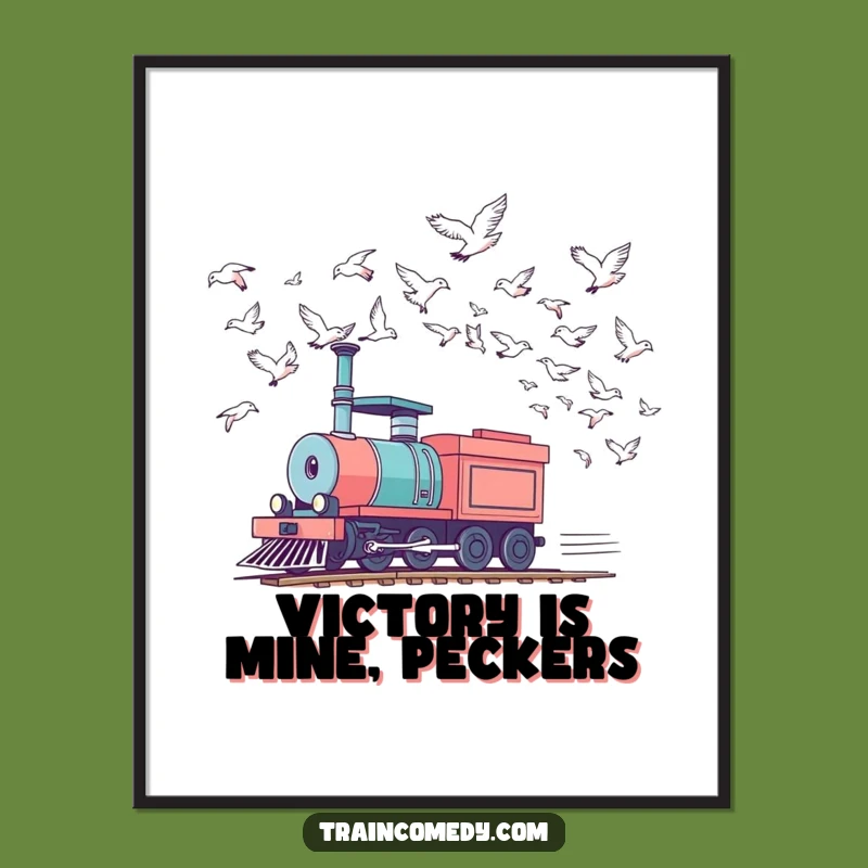 Funny Racing Train Poster - Dynamic Locomotive Art Print Gift
