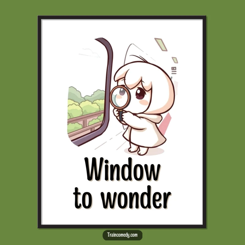 Funny Wall Art: Curious Train Character, Magnifying Gaze, Perfect Funny Gift Decor