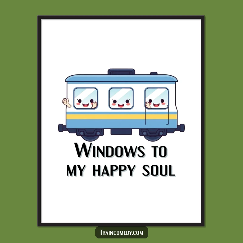 Funny Waving Train Car Poster: Bring Cheerful Vibes to Your Wall Art