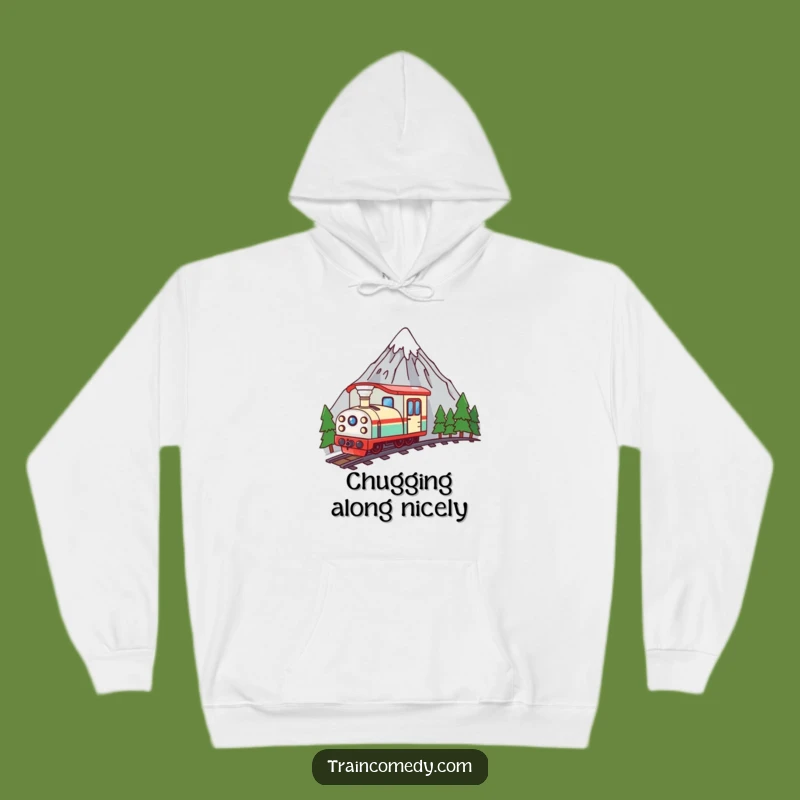 Cozy Funny Kawaii Train Mountain Peek Hoodie - Warm & Curious Gift
