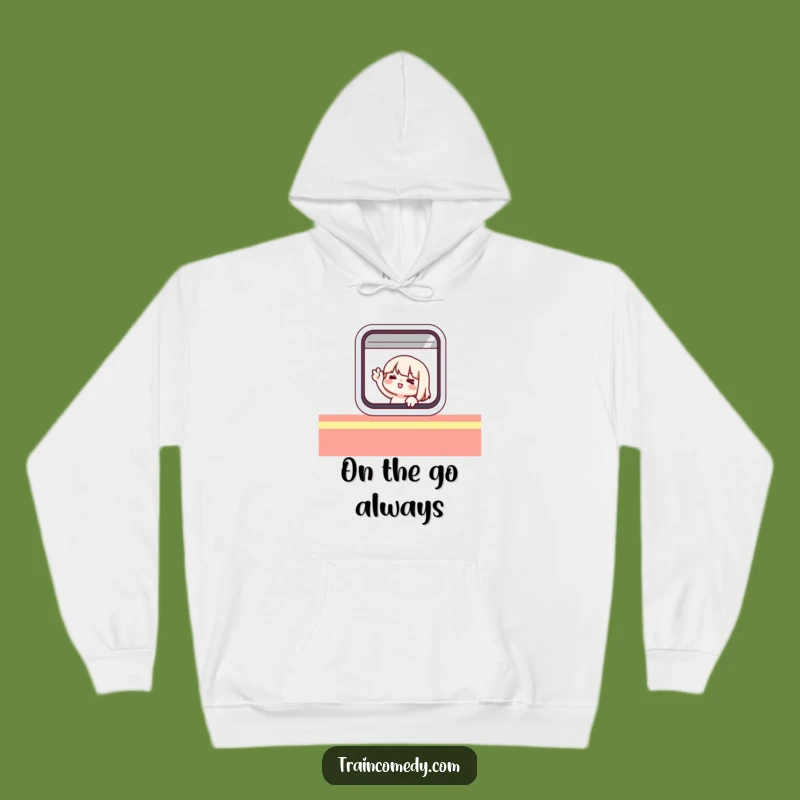 Funny Traveling Character Hoodie: Cozy Train Window Sweatshirt, The Ultimate Funny Gift