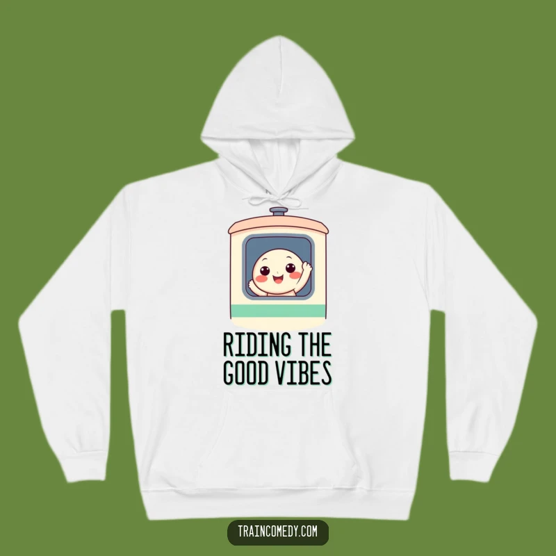 Cozy Funny Train Character Hoodie - Warm Journeys and Cheerful Greetings