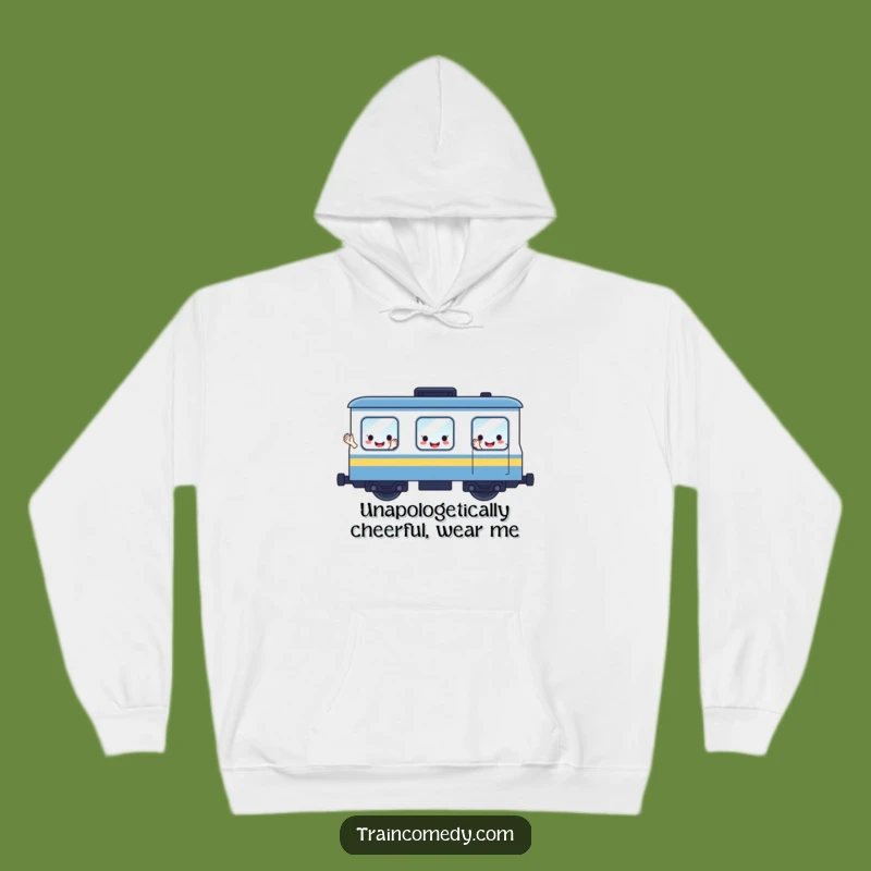 Cozy Funny Waving Train Car Hoodie: Warm Smiles for Cold Days Ahead