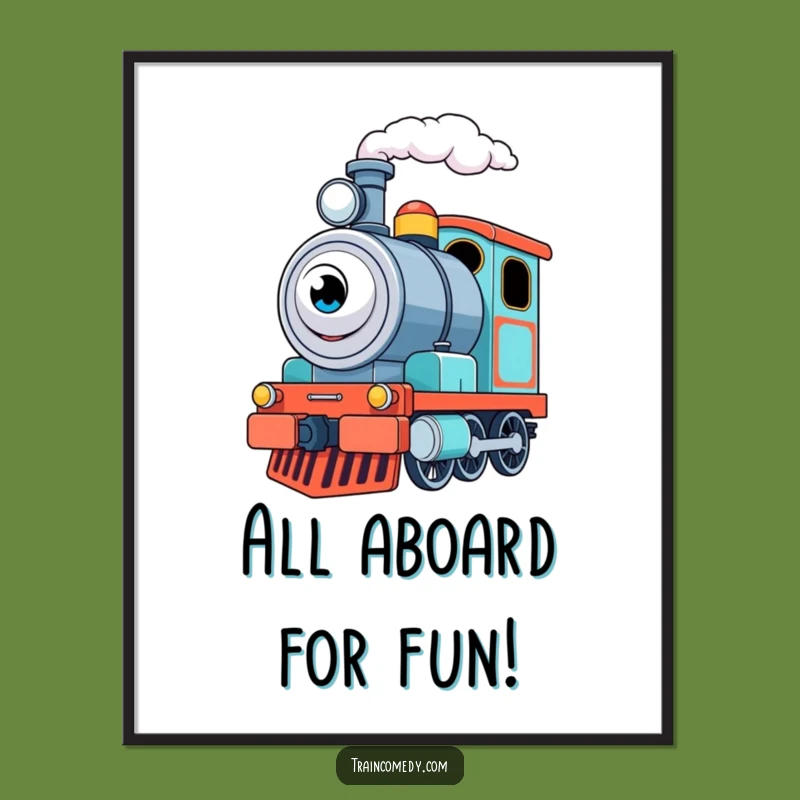 Free Printable Train Engine Wall Art - Excited Engine Puffs Funny Downloadable Home Decor