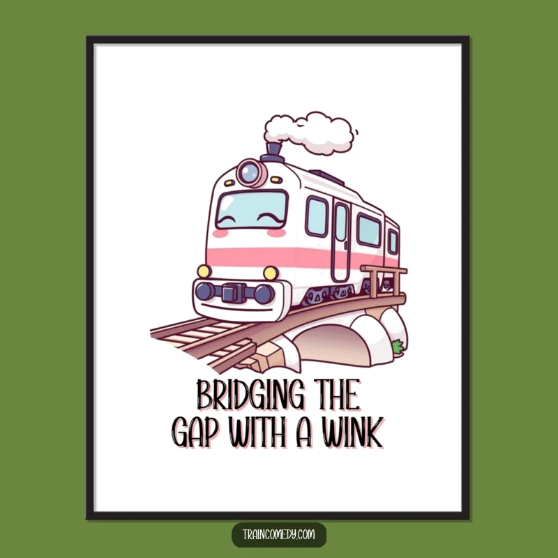 Free Printable Wall Art: Winking Train Over Bridge - Funny Downloadable Decor