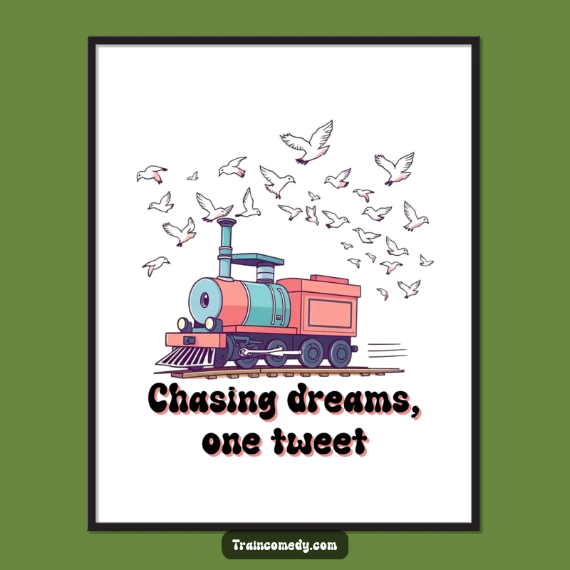 Free Printable Wall Art: Racing Train vs Birds for Humorous, Dynamic DIY Decor