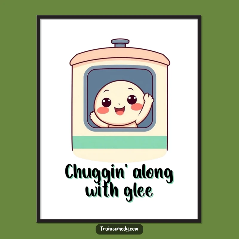 Free Printable Wall Art: Cheerful Train Character Waving, Whimsical Art for Your Walls