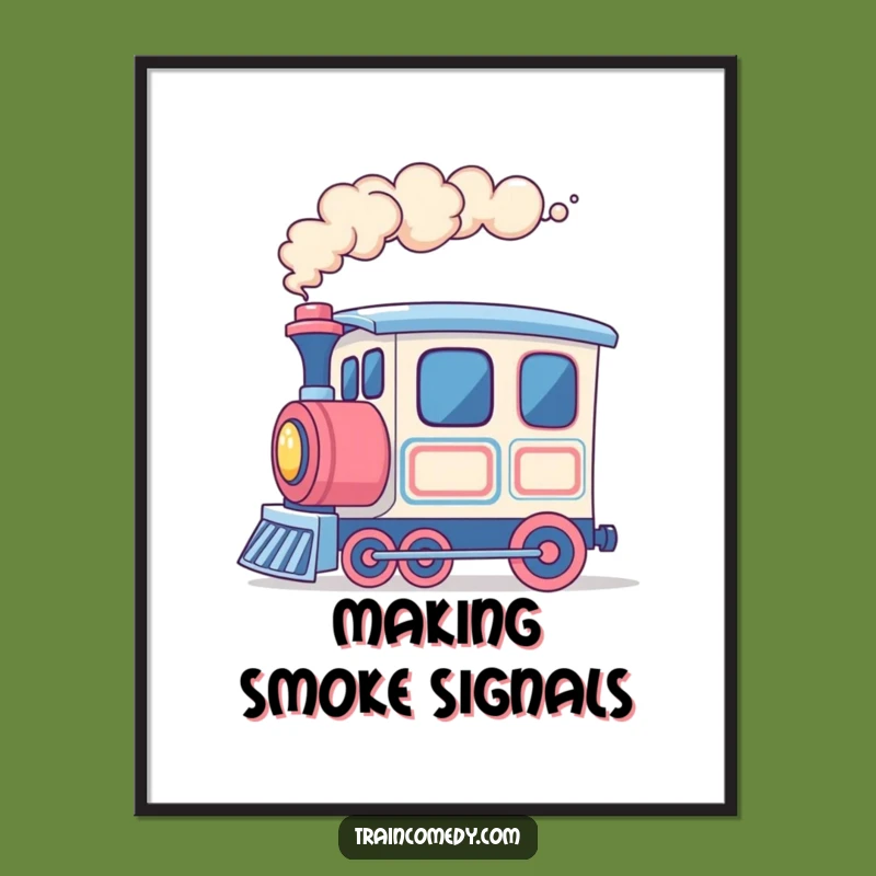 Free Printable Wall Art: Colorful Smoke Train, Whimsical Decor, Funny Downloadable Art
