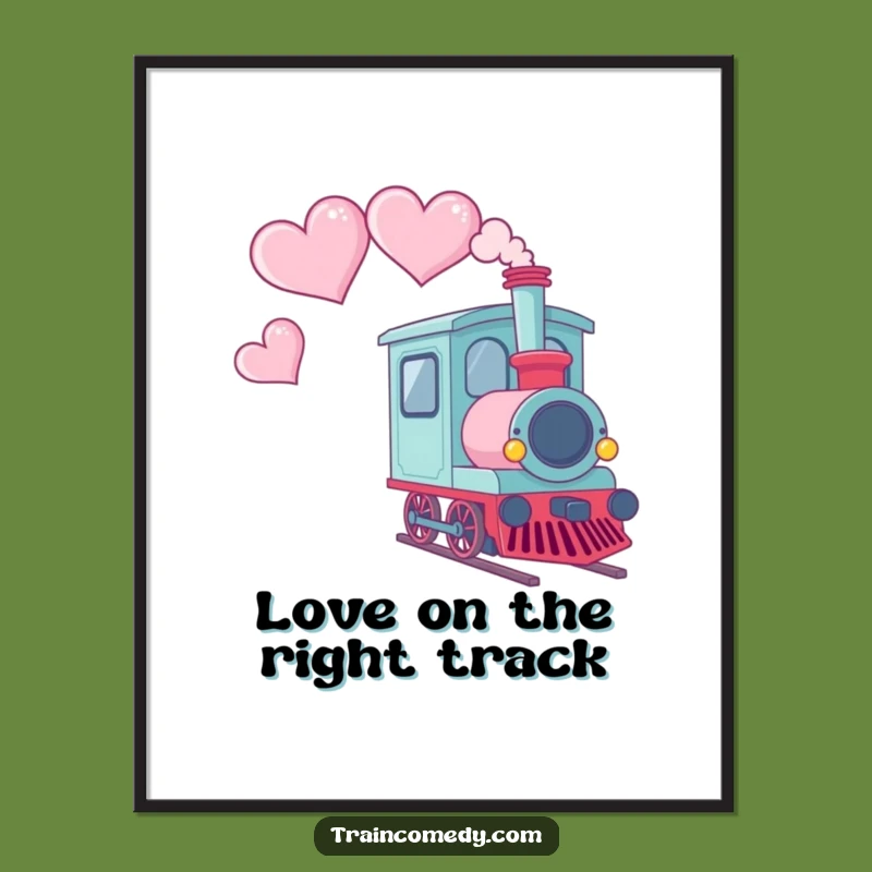 Free Printable Wall Art: Kawaii Train Hearts Funny Art Download