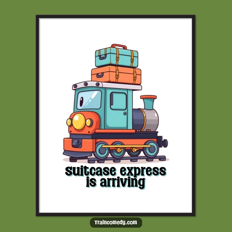 Free Printable Wall Art: Luggage Train Art, Funny Downloadable Decor for Adventurous Spaces