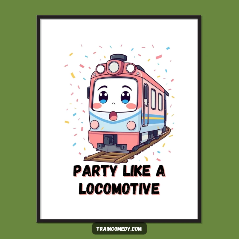 Free Printable Wall Art: Surprised Confetti Train for Humorous, Festive DIY Decor