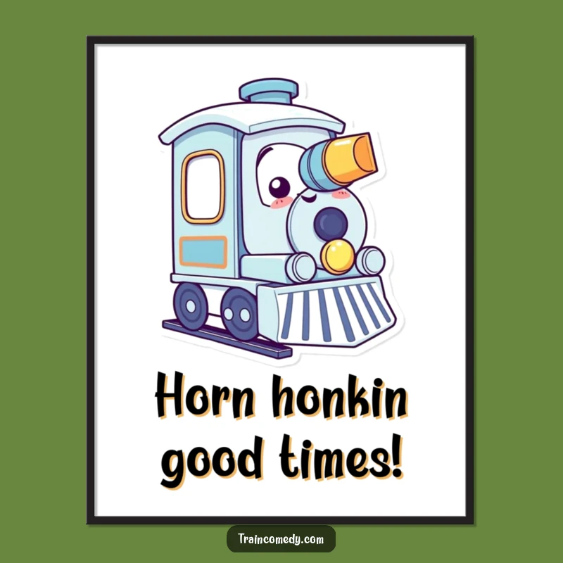 Funny Free Printable Wall Art: Happy Train Horn Blower - Downloadable Decor!