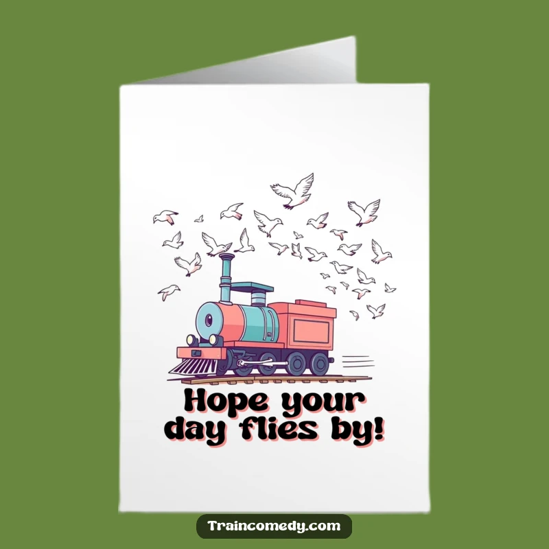 Free Printable Birthday Card: Racing Train vs Birds for a Funny DIY Gift