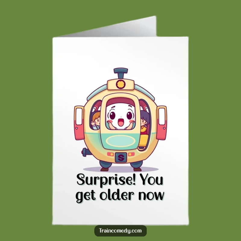 Free Printable Birthday Card: Surprised Train Car, Funny Downloadable Gift for Him or Her