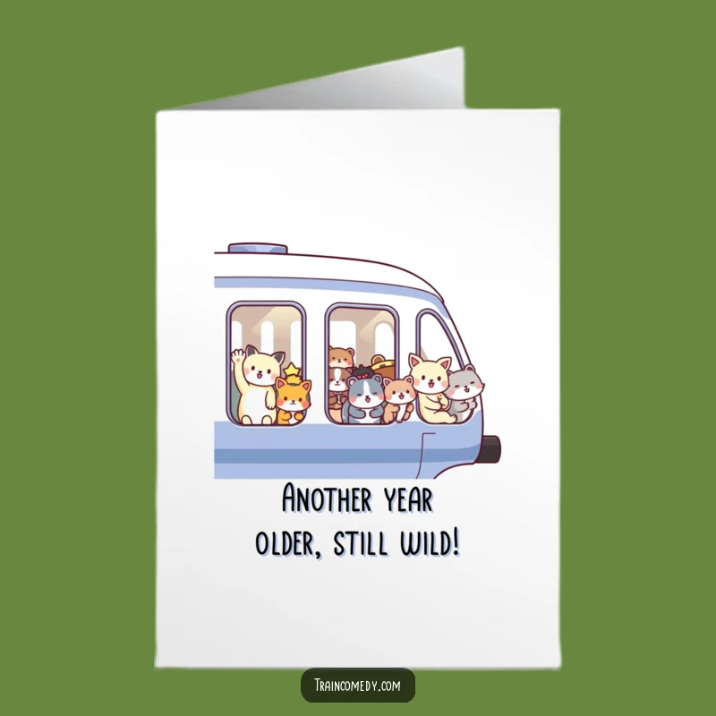 Free Printable Birthday Train Card: Funny Animal Friends Celebrate Your Special Day!
