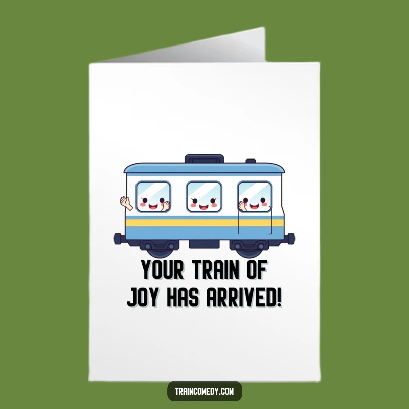 Free Printable Cheerful Face Train Birthday Card - Funny Downloadable DIY Gift