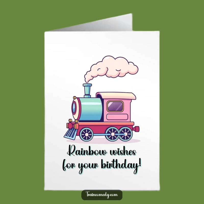 Free Printable Rainbow Smoke Train Birthday Card - Funny Downloadable Magic Greeting