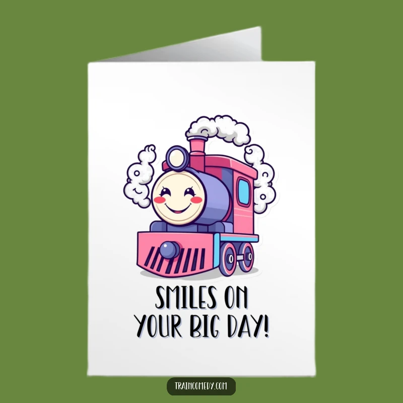 Free Printable Birthday Card: Smiley Smoke Train, Funny Downloadable Gift for a Joyful Celebration