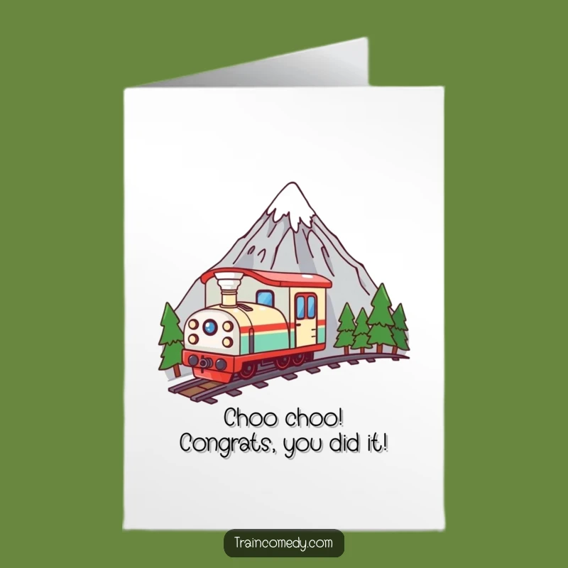 Free Printable Kawaii Train Congrats Card: Funny, Cute, Downloadable Train Art Gift