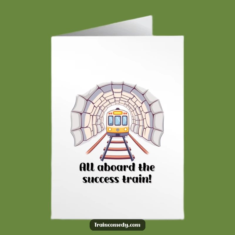 Free Printable Congrats Card: Train Emerges Victorious - Funny Downloadable Success!