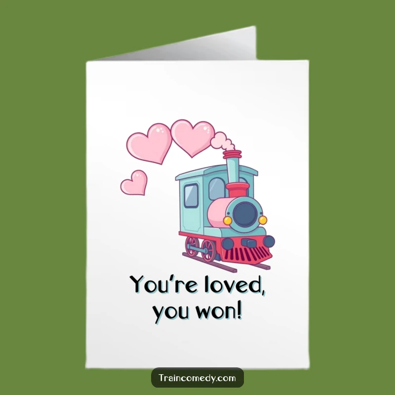 Free Printable Congratulations Card: Kawaii Train Hearts Funny Downloadable Gift