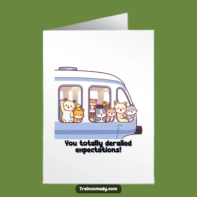 Free Printable Congratulations Train Card: Funny Animal Passengers Cheer Your Success!