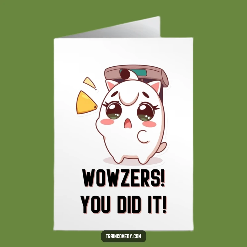 Free Printable Kawaii Surprise Card: Wide-eyed Congrats Downloadable Gift for Unexpected Success
