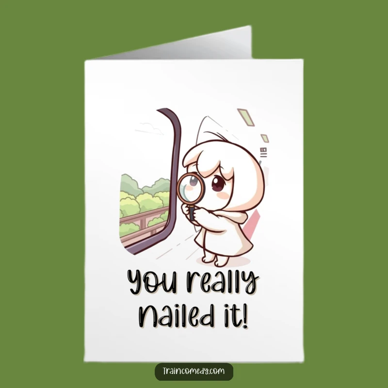 Free Printable Congrats Card: Curious Train Window Observer - Funny Downloadable Gift