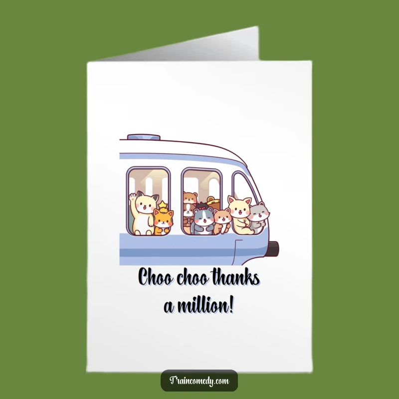 Free Printable Thank You Train Card: Funny Animals Appreciate Your Kindness!
