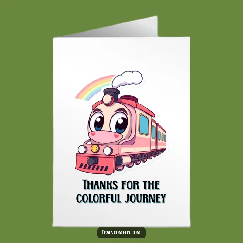 Free Printable Rainbow Train Thank You Card: Express Gratitude with Downloadable Charm!