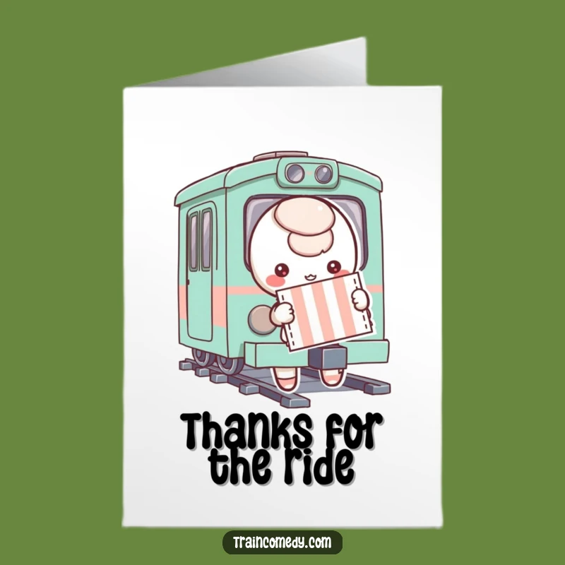 Free Printable Thank You Card: Playful Train Ticket, Whimsical Journey Downloadable Design