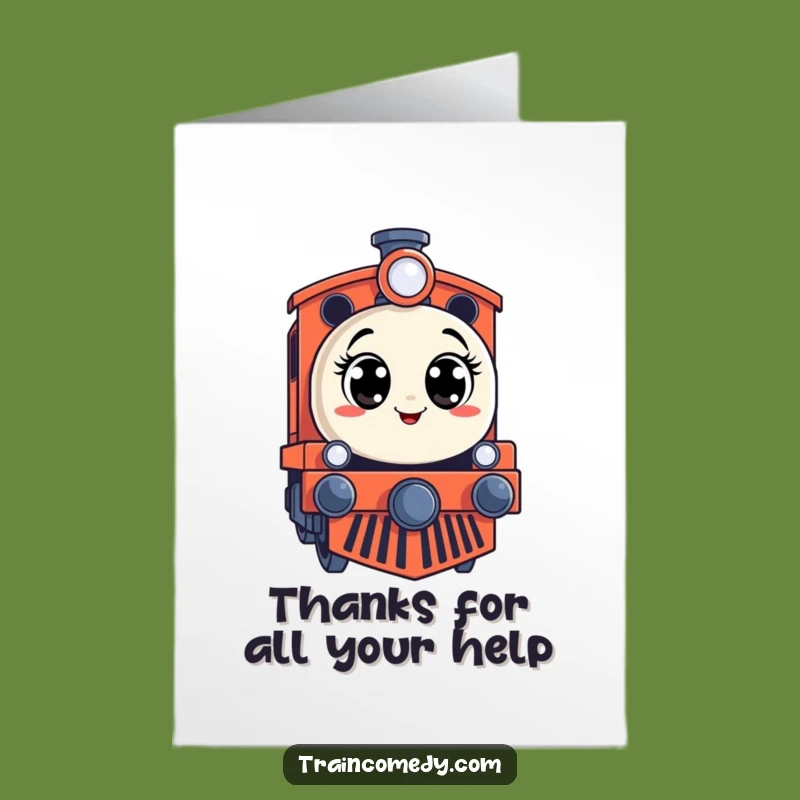 Free Printable Thank You Card: Surprised Train Funny Downloadable Gift