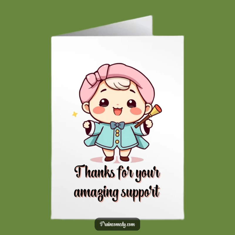 Free Printable Kawaii Conductor Card: Smiling Thanks Downloadable Gift of Gratitude