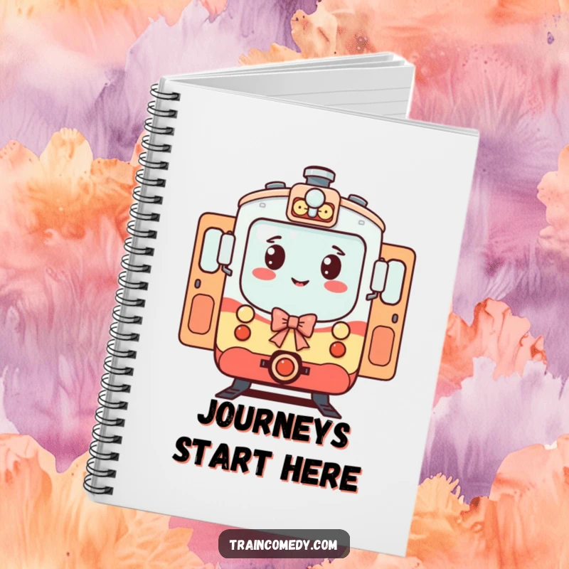 Funny Train Notebook: A bowing train character with open doors is ready to help you capture ideas with funny organization.