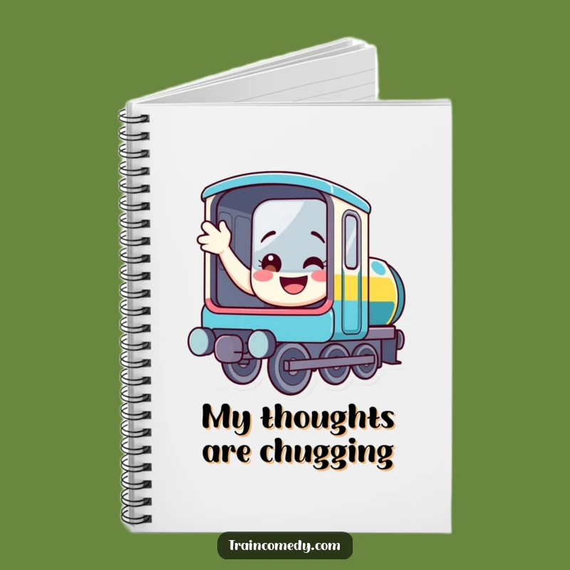Funny Waving Train Notebook - Cheerful Locomotive Journal Gift