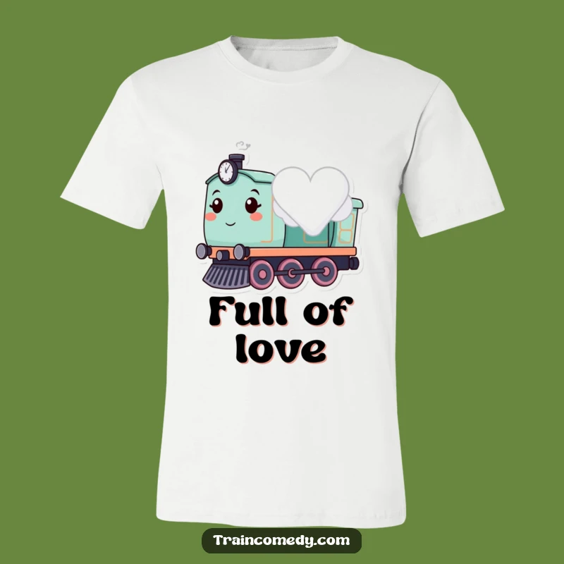 Funny Heart Cloud Train T-Shirt: Cute Romantic Gift for Engine Lovers