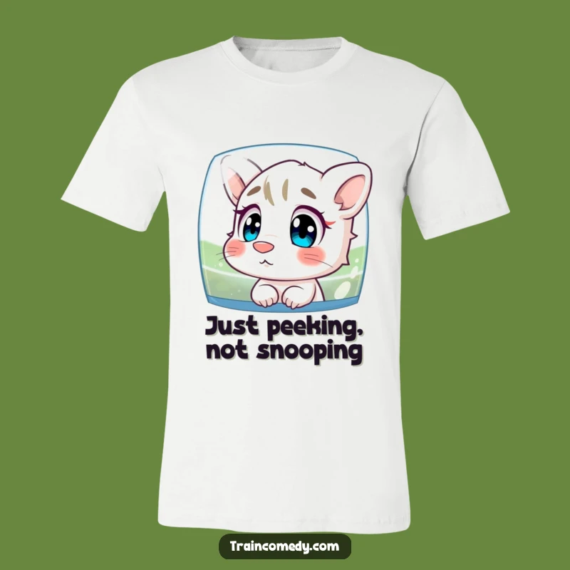Funny Curious Character T-Shirt: Nose Pressed to Glass, Watching Scenery Tee