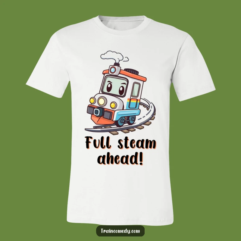 Funny Speeding Train T-Shirt - Kawaii Determined Bend Tee