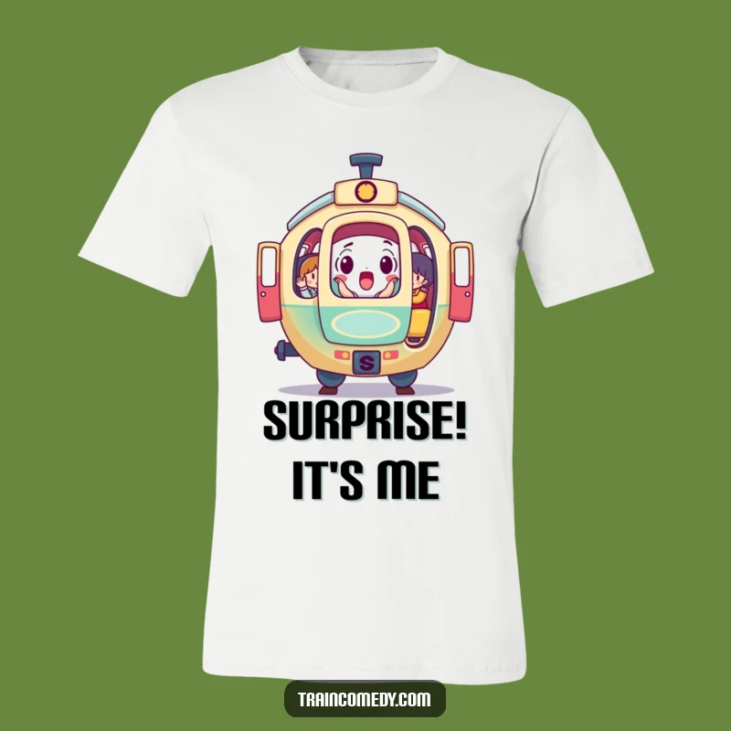 Funny Surprise Train Car T-Shirt: Wearable Humor with Colorful Passengers, Great Gift!