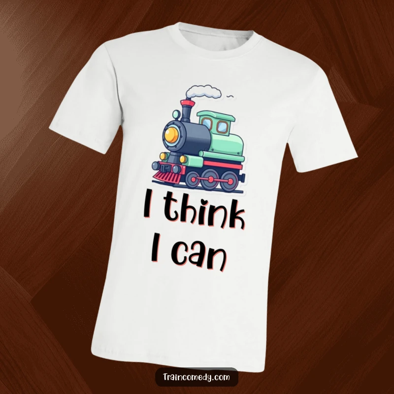 Funny cute train character blowing its whistle with steam, a cheerful and humorous t-shirt for train lovers.