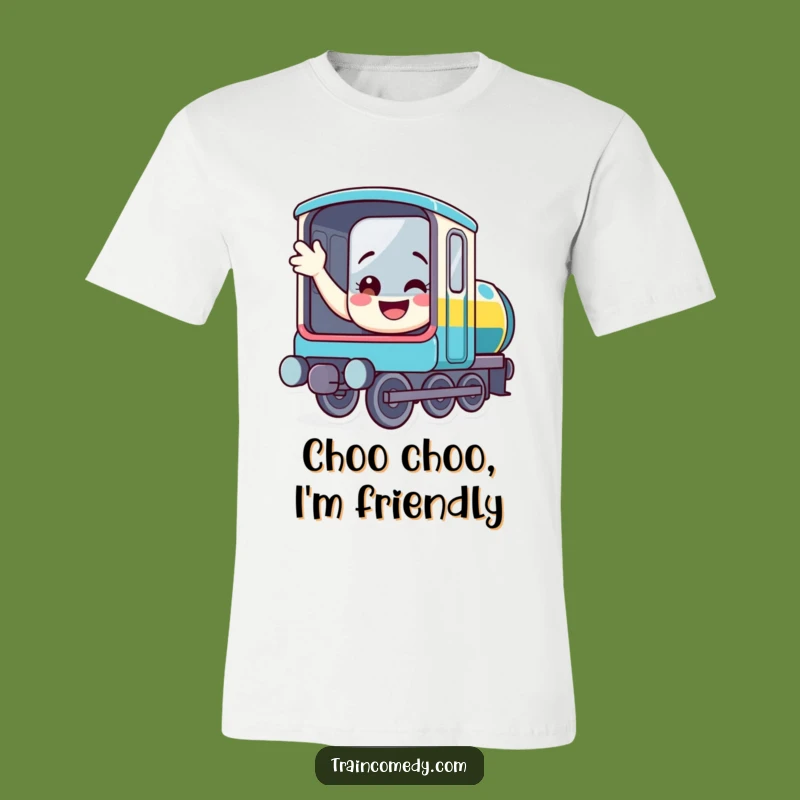 Funny Waving Train T-Shirt - Wearable Smile & Cute Locomotive Gift