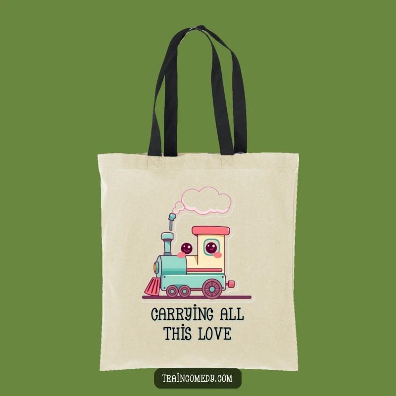 Funny Kawaii Train Heart Cloud Tote Bag - Carry Love Everywhere You Go!