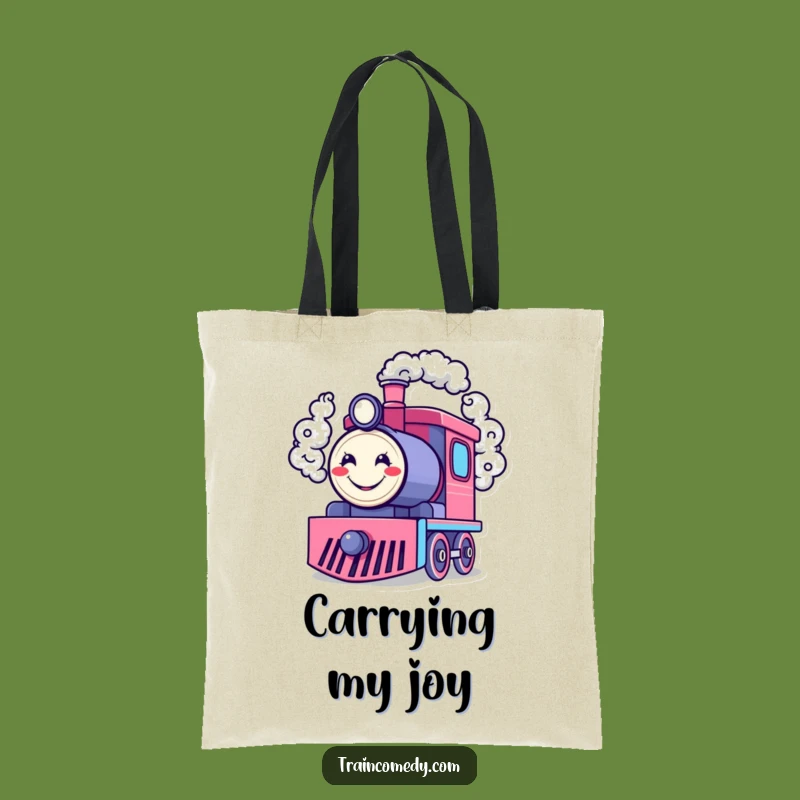 Funny Happy Train Engine Tote Bag: Carry Smiles with Smiley Smoke, Great Gift!