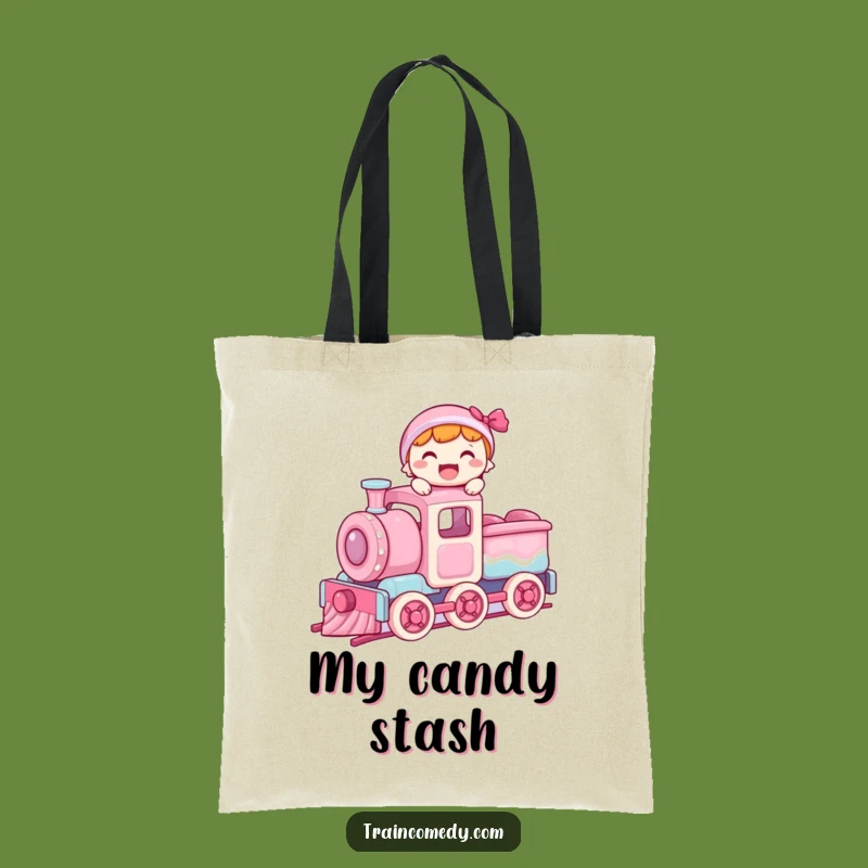 Funny Tote Bag: Candy Train Fun, Joyful Balance, Perfect Funny Gift