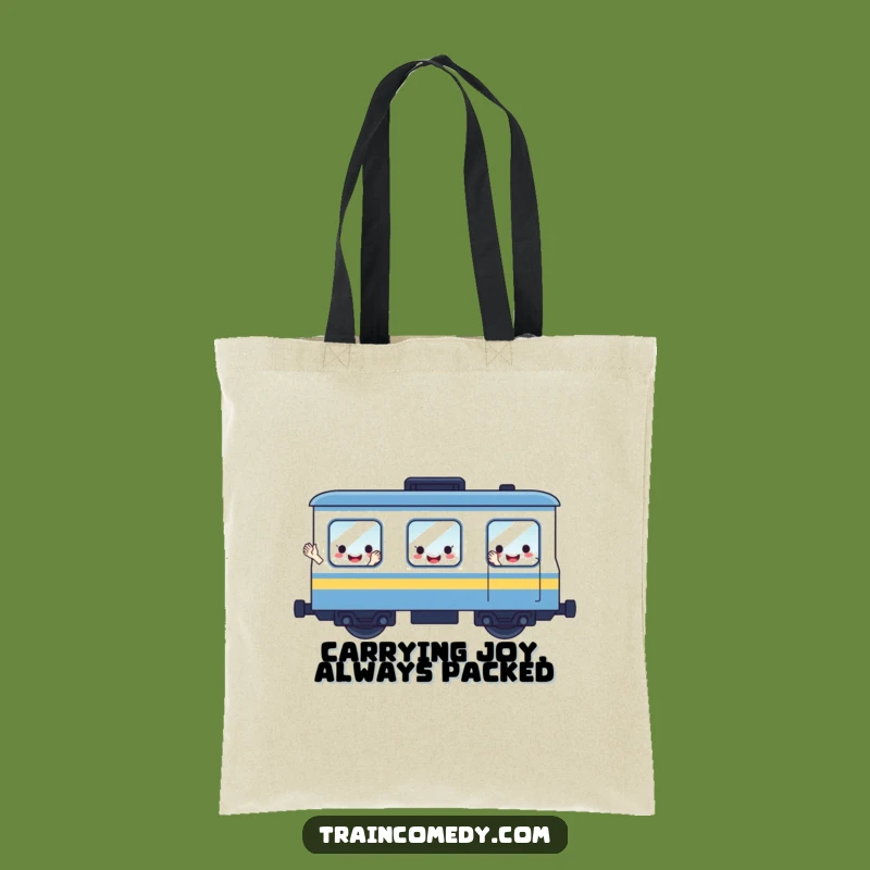 Funny Waving Train Car Tote Bag: Carry Your Essentials with Cheerful Style