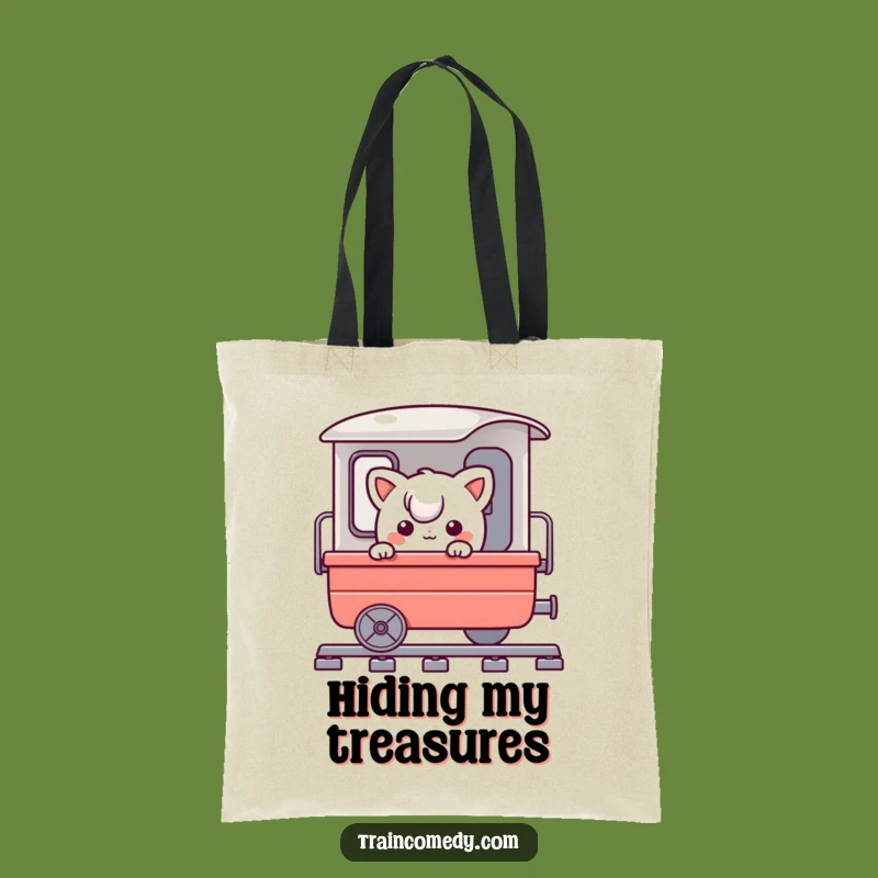 Funny Train Explorer Tote Bag: Carry your adventures with a playful peek, a great funny gift.